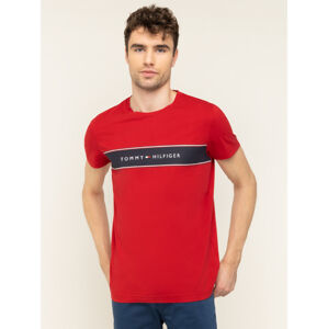 Tommy Hilfiger pánské červené tričko Logo Chest - L (XLG)